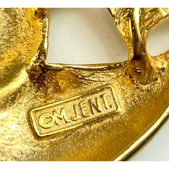 Vintage 80s M Jent Multi Heart Brooch Matt Gold Tone 2.5" Signed - Picture 4 of 9